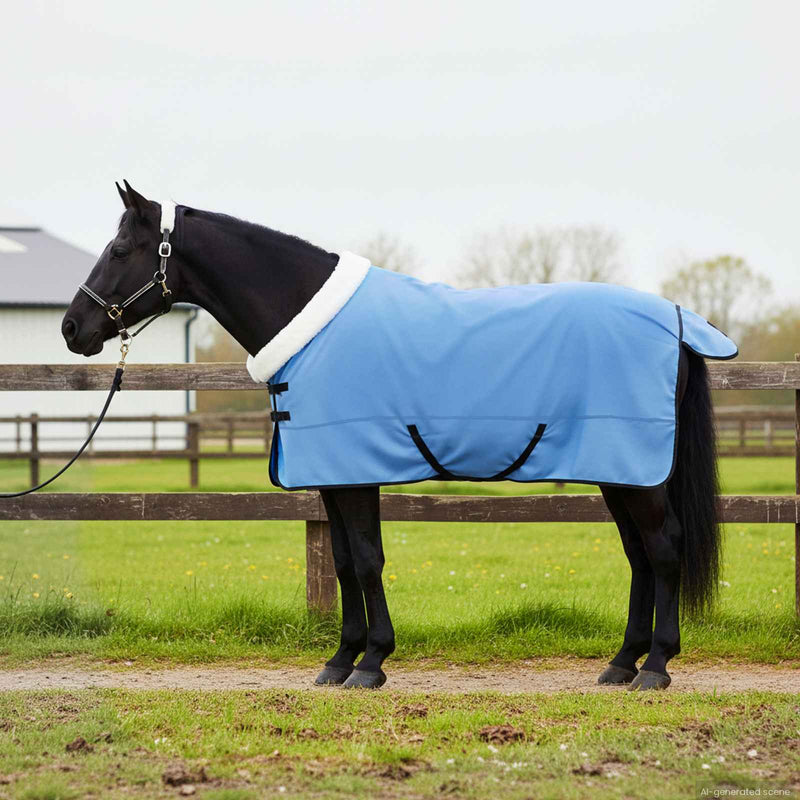 Afbeelding laden in galerijviewer, Vidaxl paardendeken volledige aqua 155 cm polar fleece