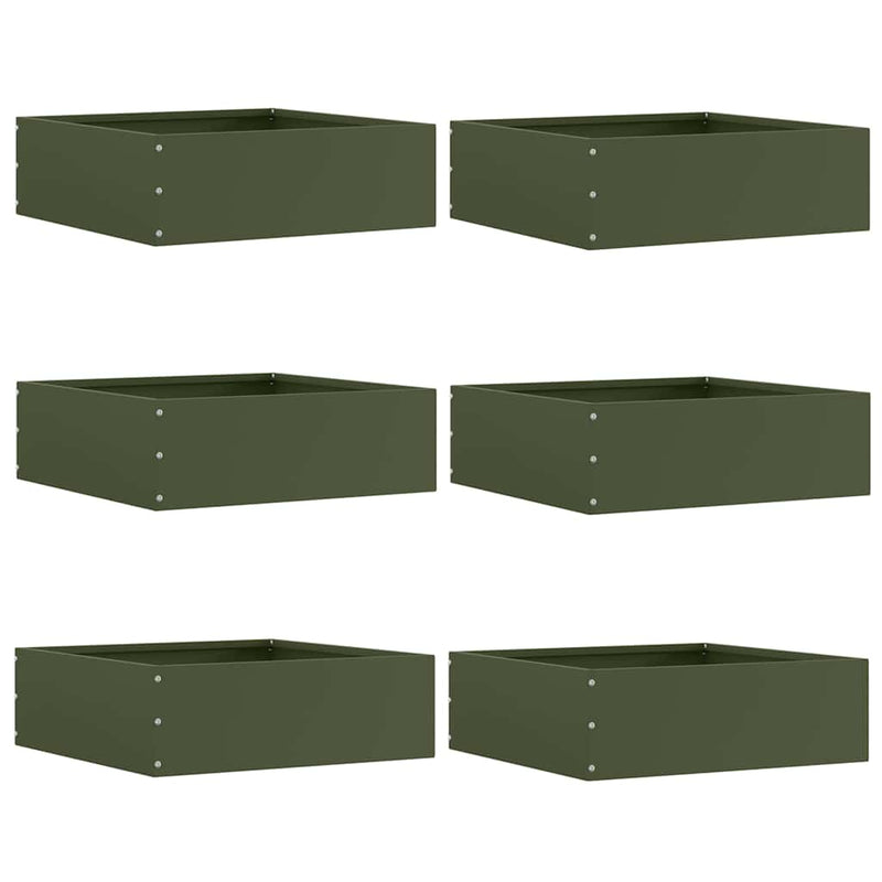 Chargez l'image dans la visionneuse de la galerie, Vidaxl tuinrand 6 pcs olijf groen 40 x 40 x 13 cm staal