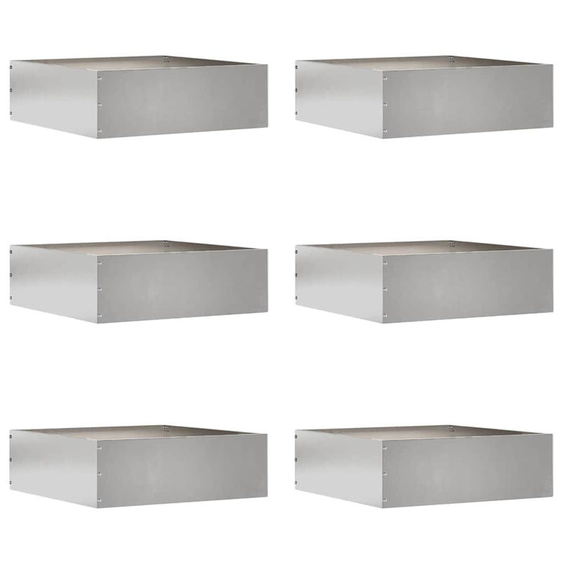 Chargez l'image dans la visionneuse de la galerie, Vidaxl tuinrand 6 pcs zilver 40 x 40 x 13 cm roestvrij staal