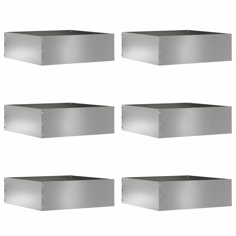 ギャラリービューアに画像をロードする, Vidaxl tuinrand 6 pcs zilver 40 x 40 x 13 cm gegalvaniseerd staal