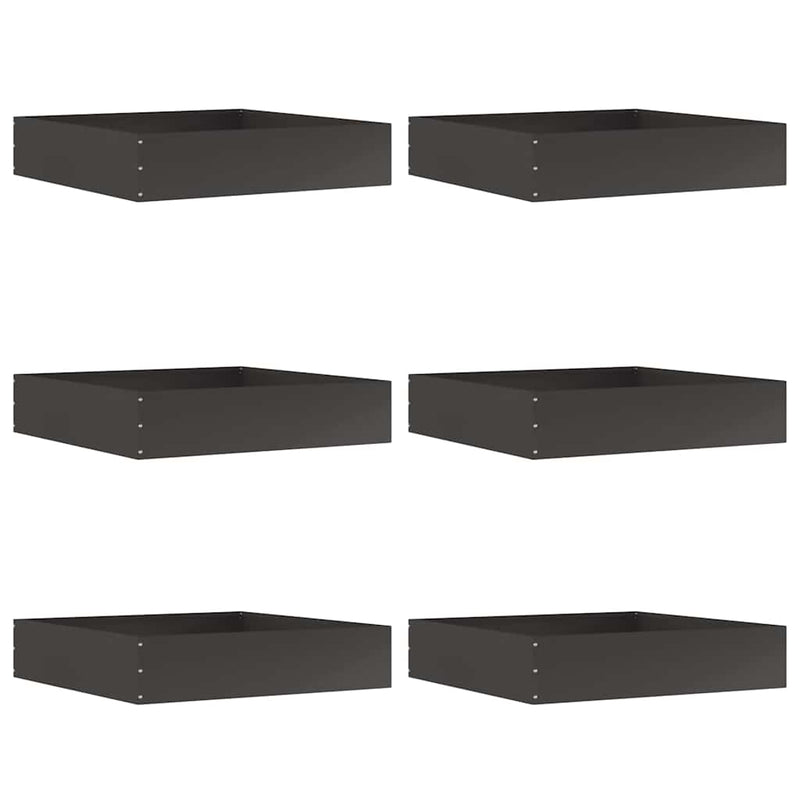 Chargez l'image dans la visionneuse de la galerie, Vidaxl tuinrand 6 pcs zwart 60 x 60 x 13 cm staal