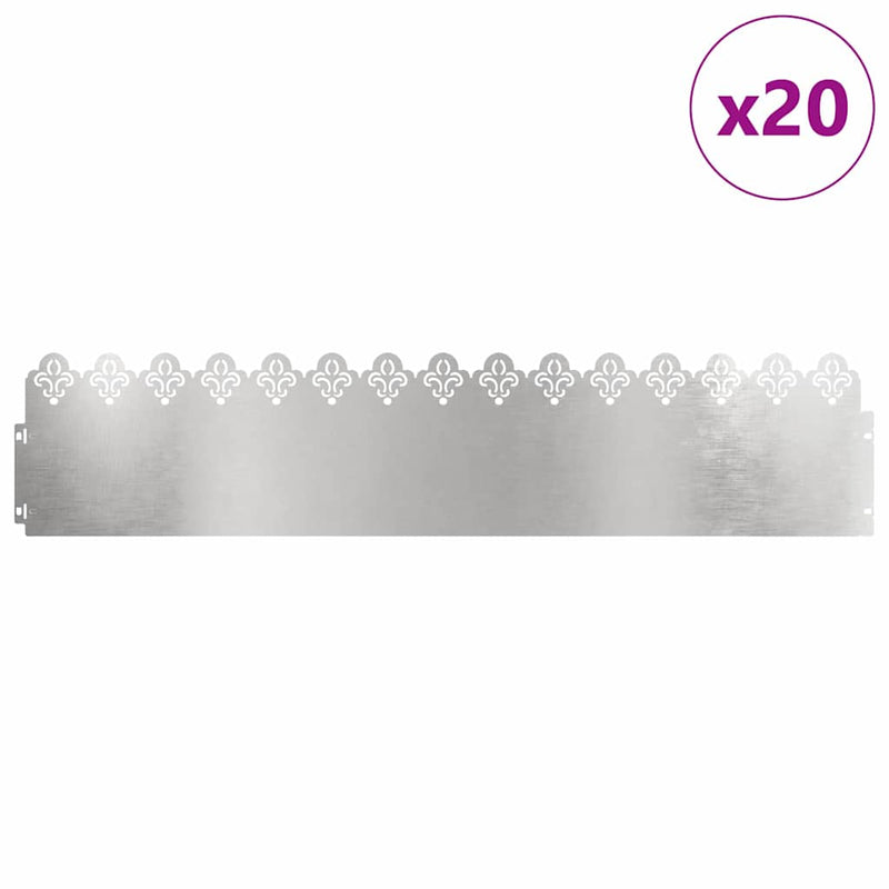 Chargez l'image dans la visionneuse de la galerie, Vidaxl gazonranden 20 pcs zilver 103 x 0,05 x 22 cm roestvrij staal