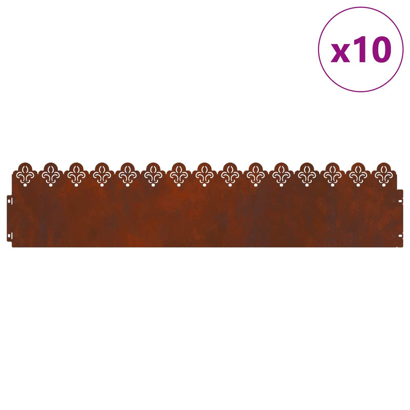 Afbeelding laden in galerijviewer, Vidaxl gazonranden 10 pcs roestig 103 x 0,05 x 22 cm cortenstaal