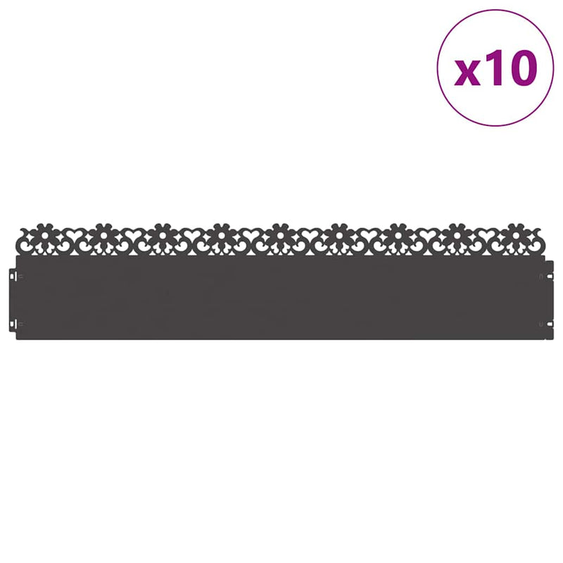 Afbeelding laden in galerijviewer, Vidaxl gazonranden 10 pcs zwart 103 x 0,05 x 22 cm staal