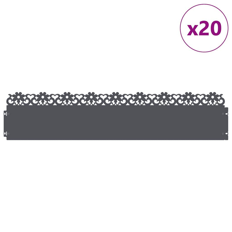 Afbeelding laden in galerijviewer, Vidaxl gazonranden 20 pcs antraciet 103 x 0,05 x 22 cm staal