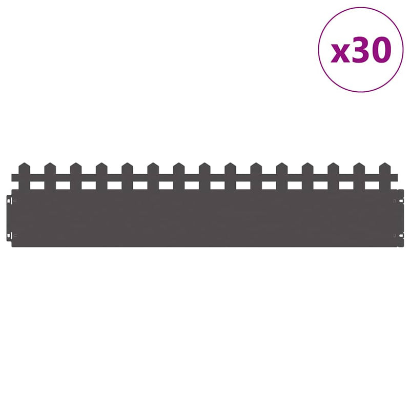Chargez l'image dans la visionneuse de la galerie, Vidaxl gazonranden 30 pcs zwart 103 x 0,05 x 22 cm staal