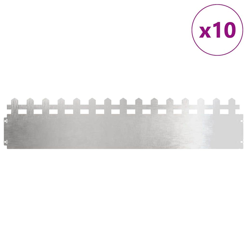 Chargez l'image dans la visionneuse de la galerie, Vidaxl gazonranden 10 pcs zilver 103 x 0,05 x 22 cm roestvrij staal