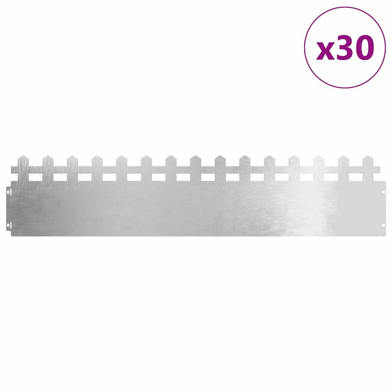 Chargez l'image dans la visionneuse de la galerie, Vidaxl gazonranden 30 pcs zilver 103 x 0,05 x 22 cm roestvrij staal