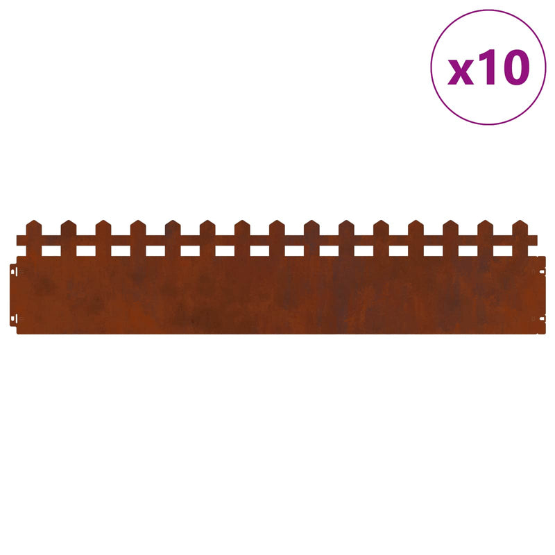 Chargez l'image dans la visionneuse de la galerie, Vidaxl gazonranden 10 pcs roestig 103 x 0,05 x 22 cm cortenstaal