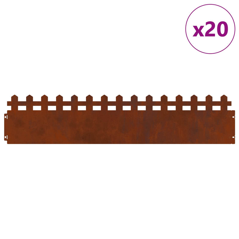 Afbeelding laden in galerijviewer, Vidaxl gazonranden 20 pcs roestig 103 x 0,05 x 22 cm cortenstaal