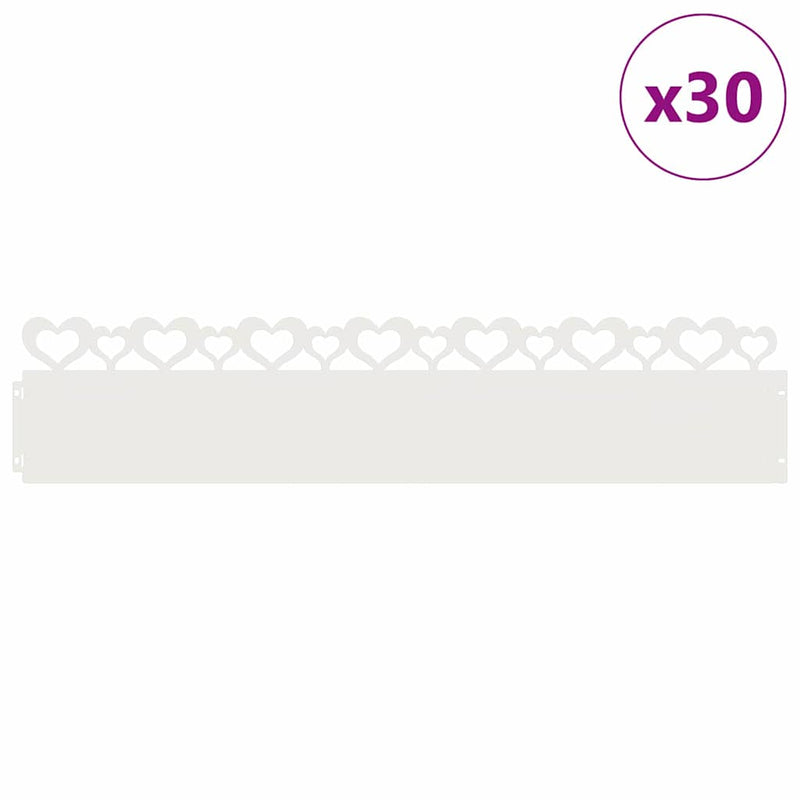 Afbeelding laden in galerijviewer, Vidaxl gazonranden 30 pcs wit 103 x 0,05 x 22 cm staal
