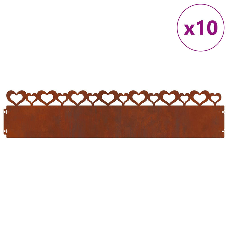 ギャラリービューアに画像をロードする, Vidaxl gazonranden 10 pcs roestig 103 x 0,05 x 22 cm cortenstaal