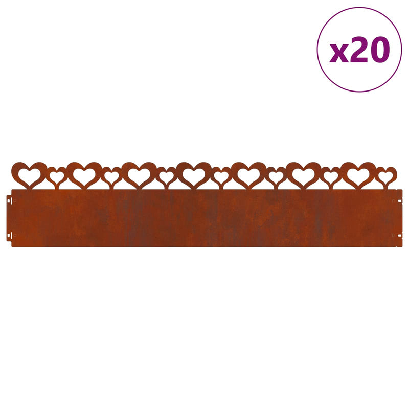 ギャラリービューアに画像をロードする, Vidaxl gazonranden 20 pcs roestig 103 x 0,05 x 22 cm cortenstaal