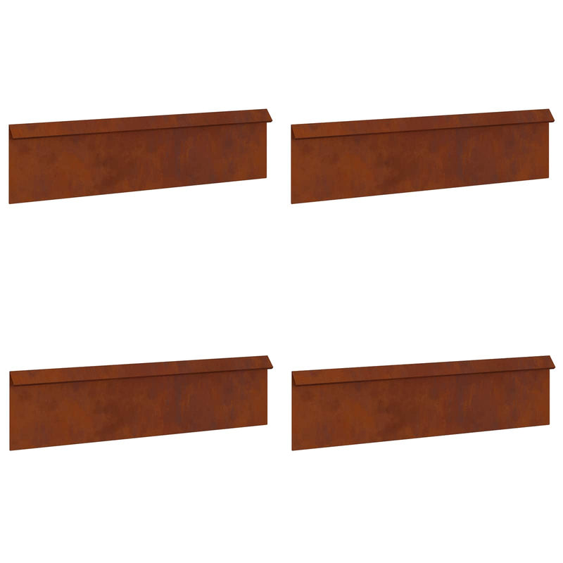 Afbeelding laden in galerijviewer, Vidaxl slakkenhekje 4 pcs roestig 100 x 3,5 x 25 cm cortenstaal