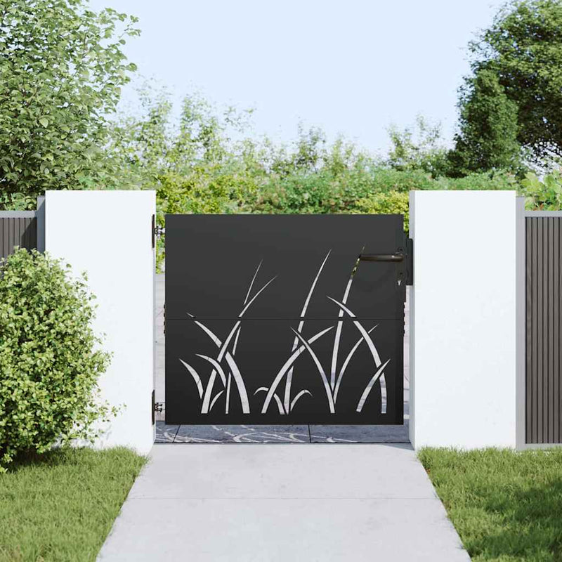 ギャラリービューアに画像をロードする, Vidaxl tuinpoort met slot zwart 85 x 100 cm poedergecoat staal