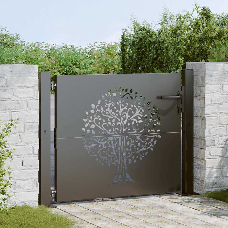 ギャラリービューアに画像をロードする, Vidaxl tuinpoort met slot zwart 110 x 105 cm poedergecoat staal