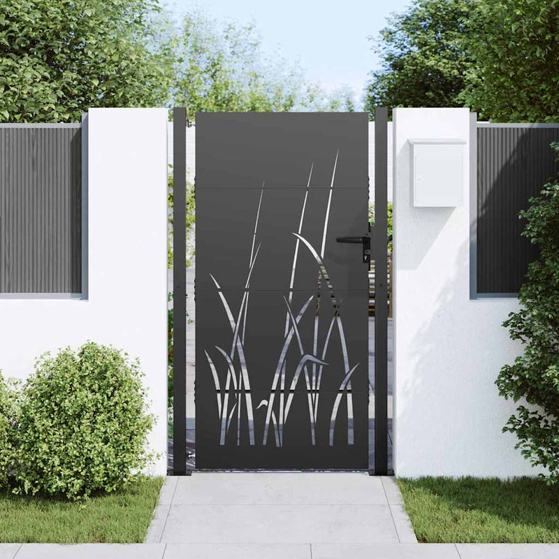 ギャラリービューアに画像をロードする, Vidaxl tuinpoort met slot zwart 110 x 180 cm poedergecoat staal