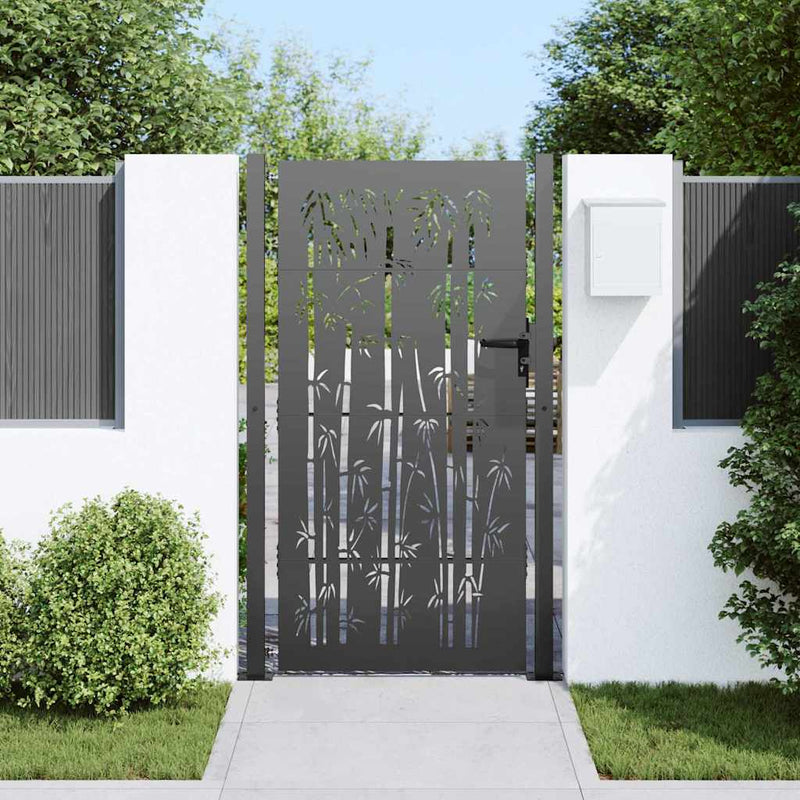 ギャラリービューアに画像をロードする, Vidaxl tuinpoort met slot zwart 110 x 205 cm gepoedercoat staal