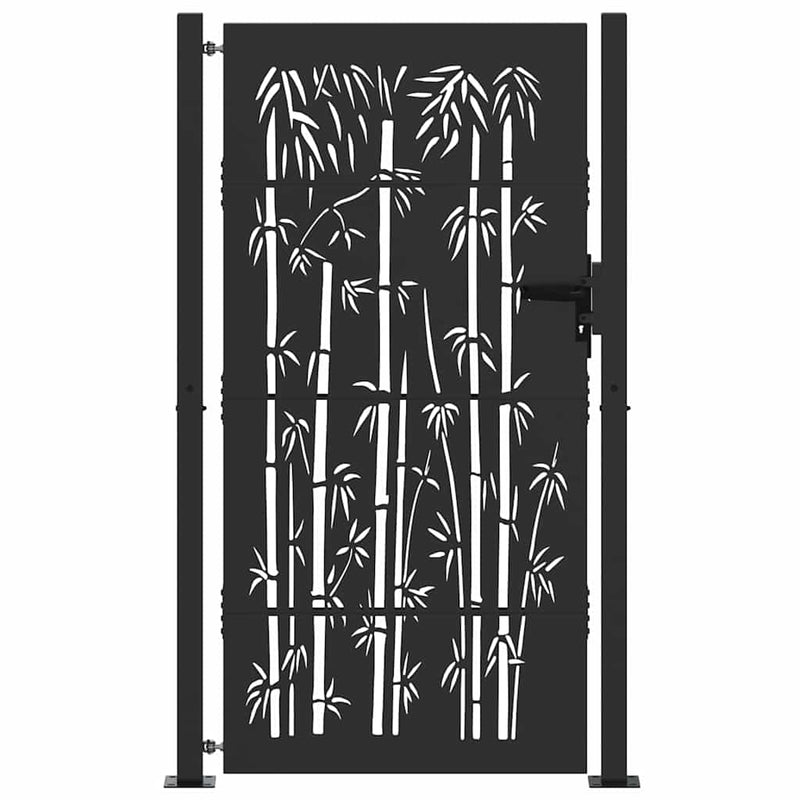 ギャラリービューアに画像をロードする, Vidaxl tuinpoort met slot zwart 110 x 205 cm gepoedercoat staal