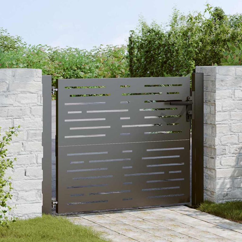 ギャラリービューアに画像をロードする, Vidaxl tuinpoort met slot zwart 110 x 105 cm gepoedercoat staal