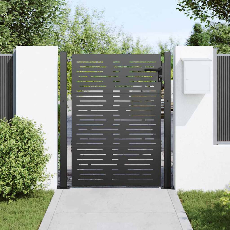 ギャラリービューアに画像をロードする, Vidaxl tuinpoort met slot zwart 110 x 130 cm gepoedercoat staal