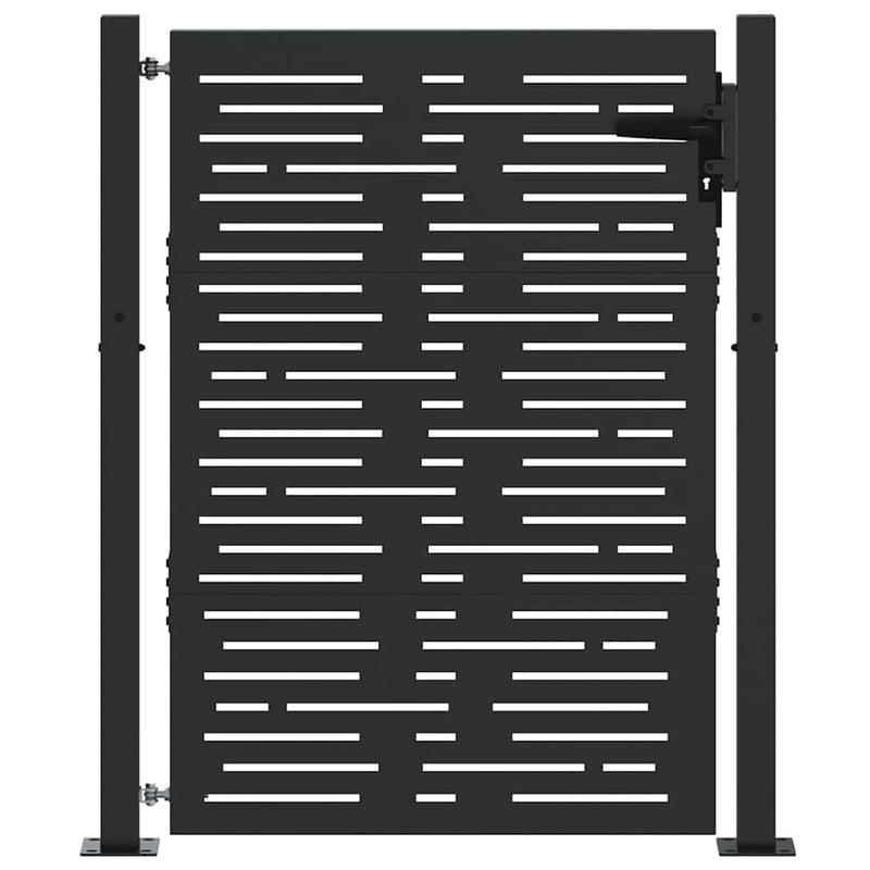 ギャラリービューアに画像をロードする, Vidaxl tuinpoort met slot zwart 110 x 130 cm gepoedercoat staal