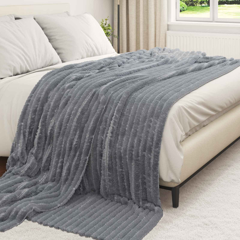 Afbeelding laden in galerijviewer, Vidaxl gooi deken donkergrijs 270 x 240 cm fleece