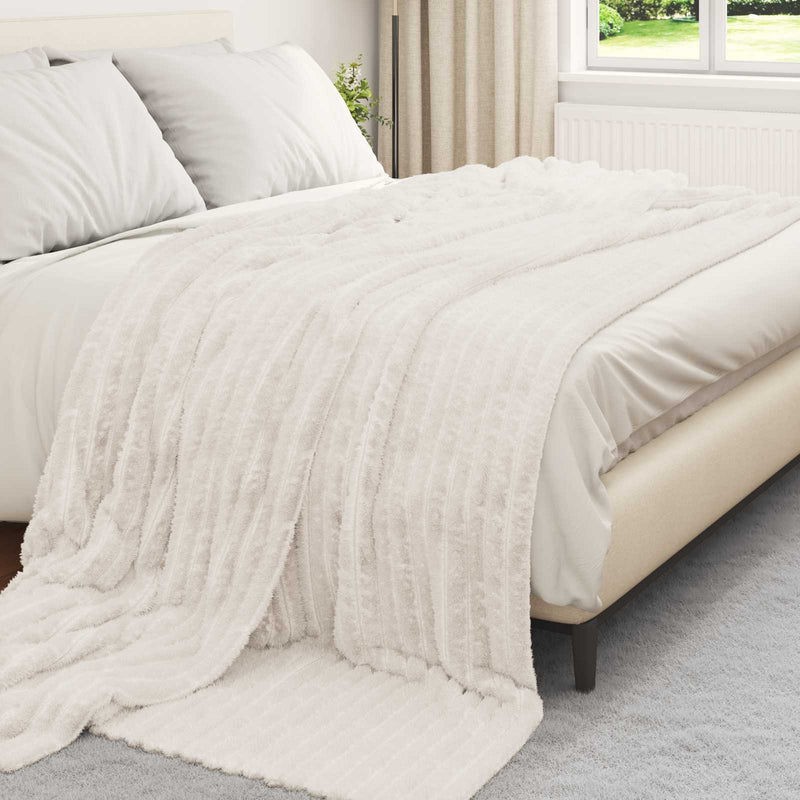 Afbeelding laden in galerijviewer, Vidaxl gooi deken crème 240 x 220 cm fleece