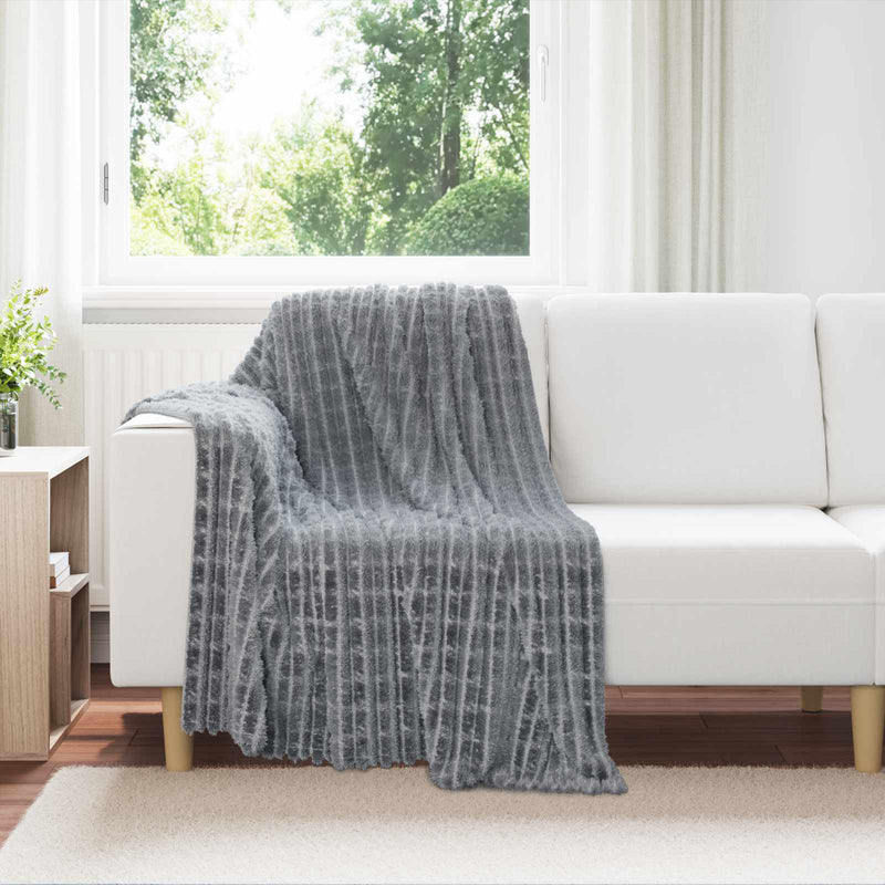 Chargez l'image dans la visionneuse de la galerie, Vidaxl gooi deken donkergrijs 150 x 130 cm fleece