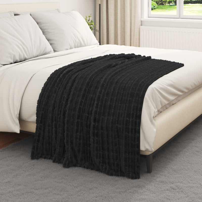Afbeelding laden in galerijviewer, Vidaxl gooi deken zwart 150 x 130 cm fleece