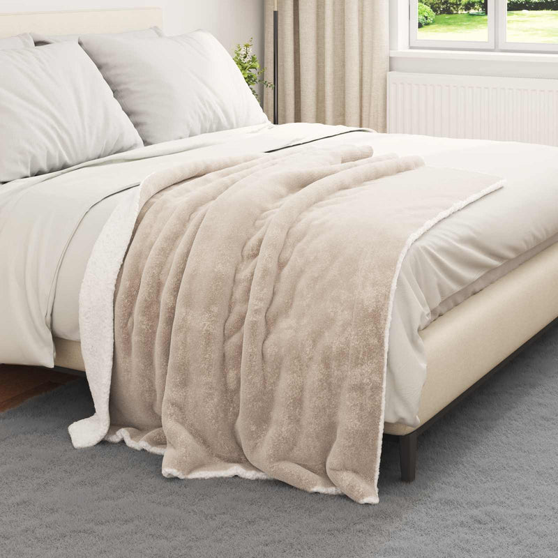 ギャラリービューアに画像をロードする, Vidaxl gooi deken beige 130 x 150 cm fleece
