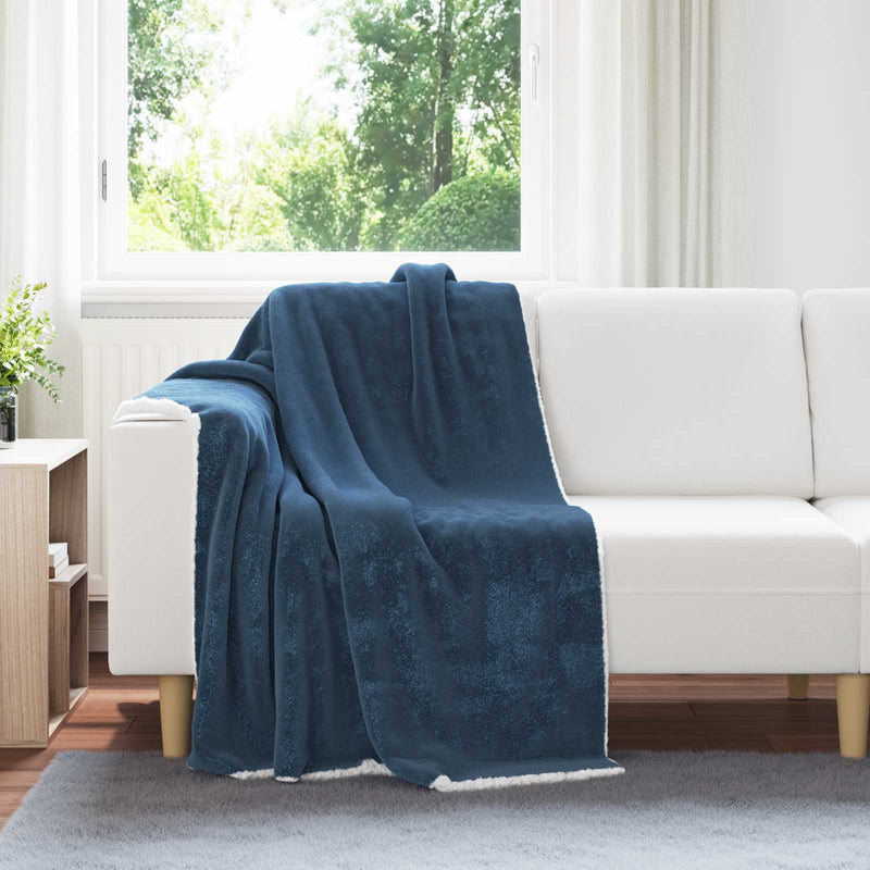 Chargez l'image dans la visionneuse de la galerie, Vidaxl gooi deken marineblauw 130 x 150 cm fleece