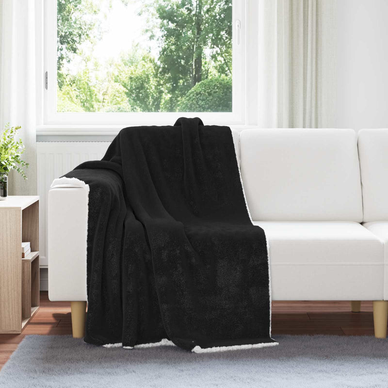 Chargez l'image dans la visionneuse de la galerie, Vidaxl gooi deken zwart 130 x 150 cm fleece