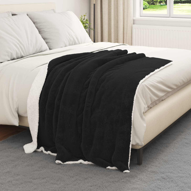 Chargez l'image dans la visionneuse de la galerie, Vidaxl gooi deken zwart 130 x 150 cm fleece
