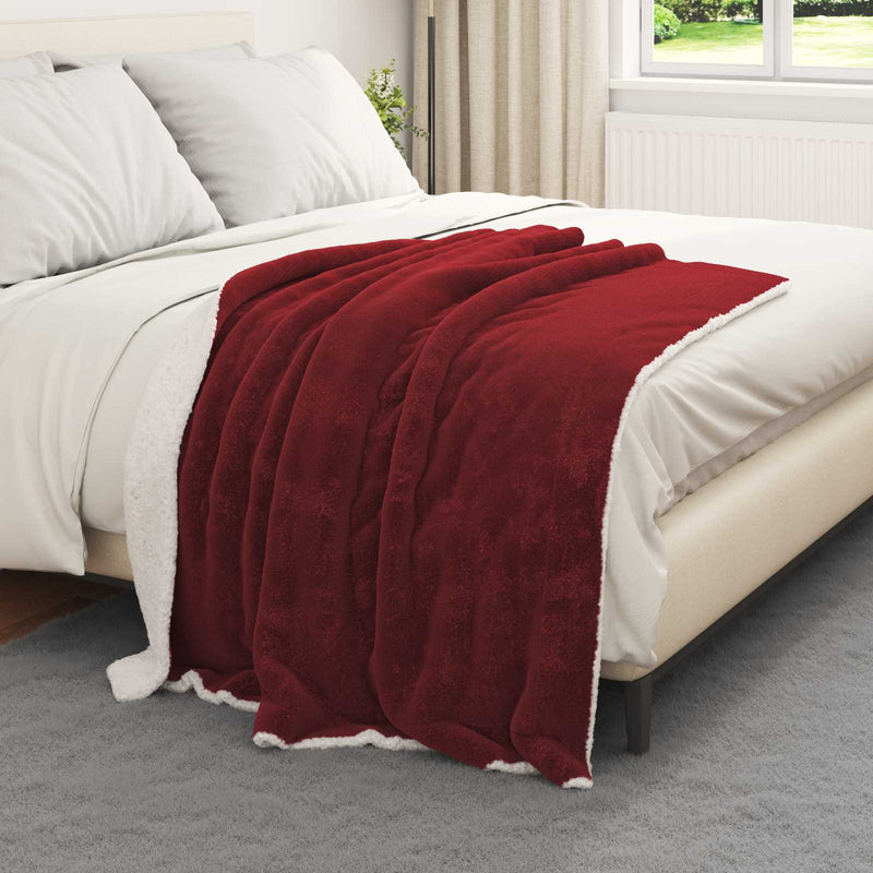 Chargez l'image dans la visionneuse de la galerie, Vidaxl gooi deken bordeaux rood 130 x 150 cm fleece