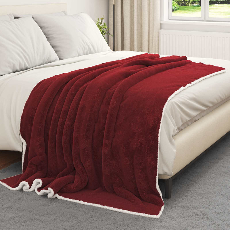 Afbeelding laden in galerijviewer, Vidaxl gooi deken bordeaux rood 150 x 200 cm fleece