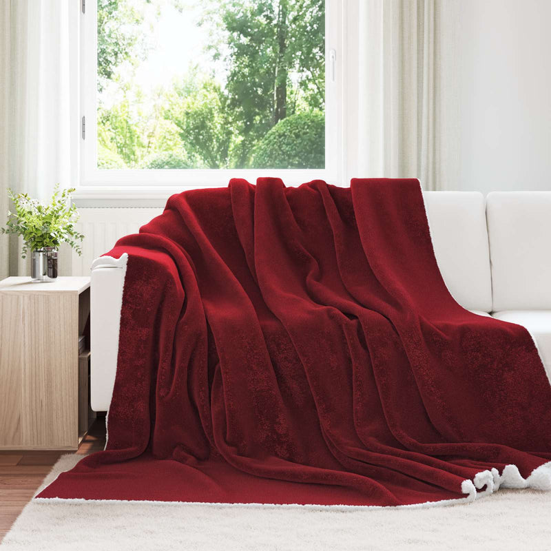Chargez l'image dans la visionneuse de la galerie, Vidaxl gooi deken bordeaux rood 240 x 270 cm fleece