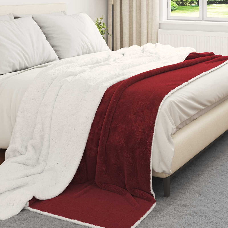 Chargez l'image dans la visionneuse de la galerie, Vidaxl gooi deken bordeaux rood 240 x 270 cm fleece