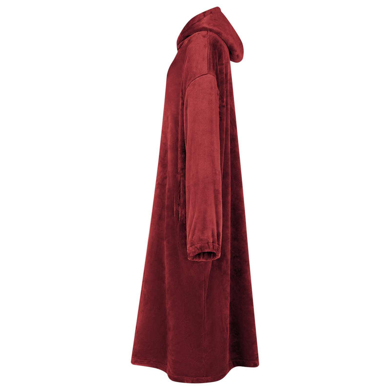 Afbeelding laden in galerijviewer, Vidaxl deken hoodie bordeaux rood l flanel