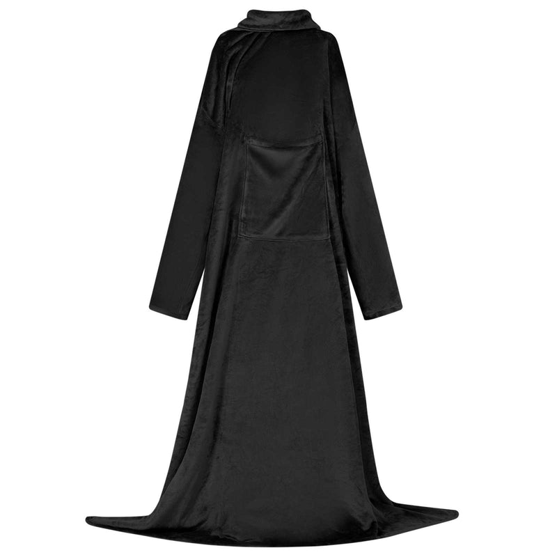 Afbeelding laden in galerijviewer, Vidaxl deken hoodie zwart f flanel