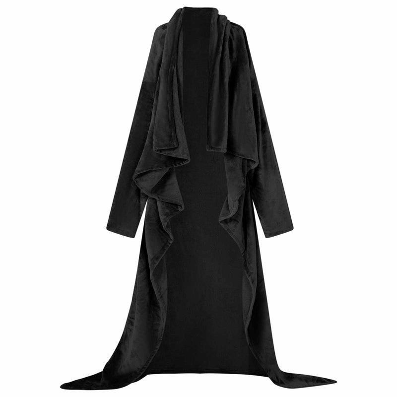 Afbeelding laden in galerijviewer, Vidaxl deken hoodie zwart f flanel