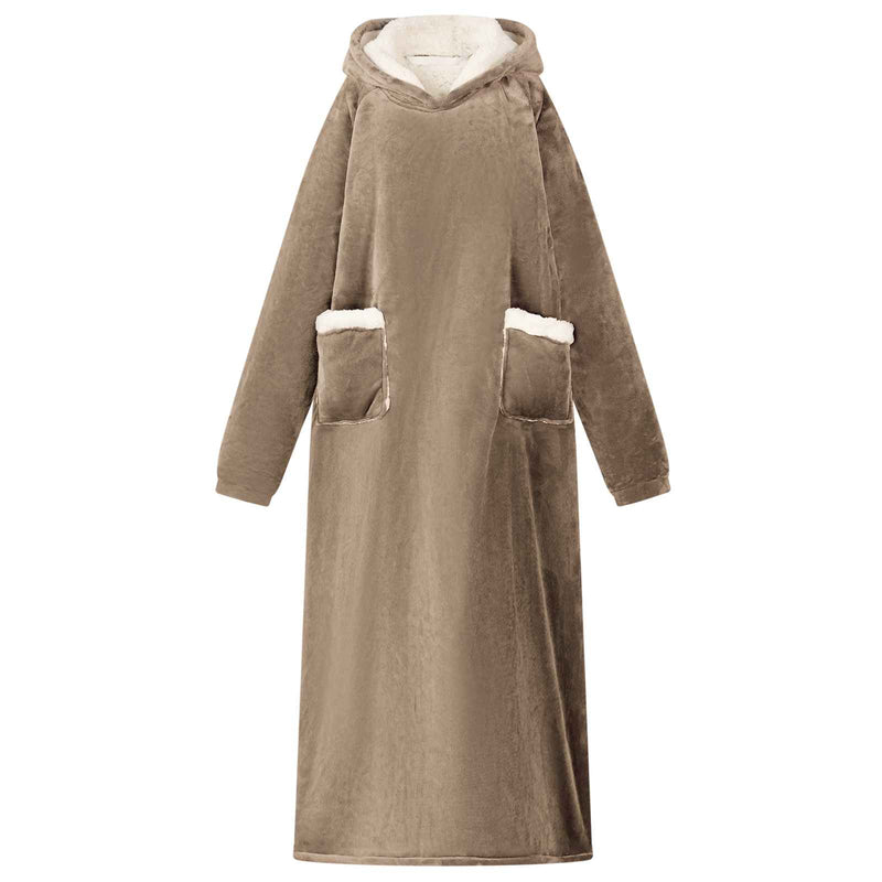 Afbeelding laden in galerijviewer, Vidaxl deken hoodie kameel m fleece en flanel
