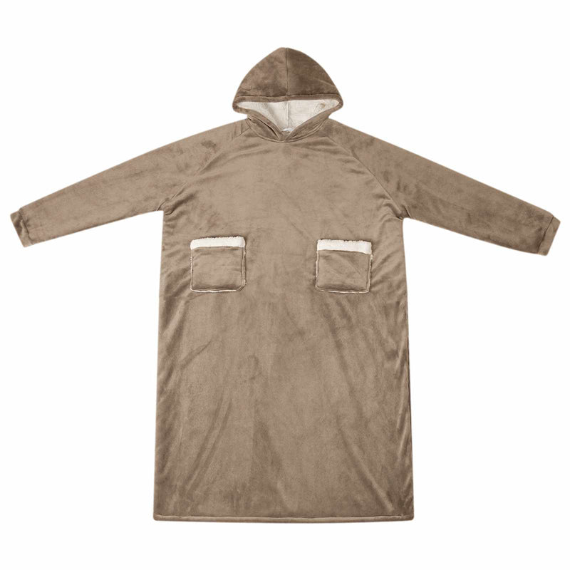 Afbeelding laden in galerijviewer, Vidaxl deken hoodie kameel m fleece en flanel