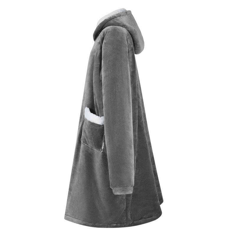 Chargez l'image dans la visionneuse de la galerie, Vidaxl deken hoodie donkergrijs m fleece en flanel