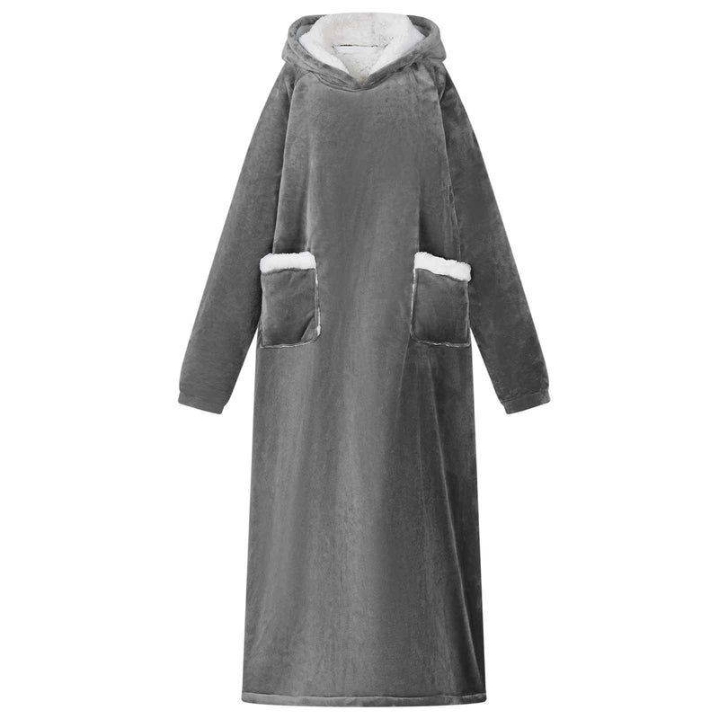 Afbeelding laden in galerijviewer, Vidaxl deken hoodie donkergrijs m fleece en flanel