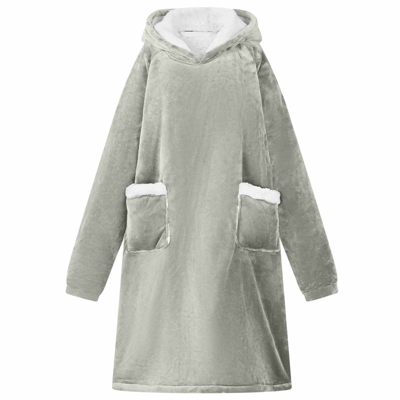 Chargez l'image dans la visionneuse de la galerie, Vidaxl deken hoodie grijs m fleece en flanel