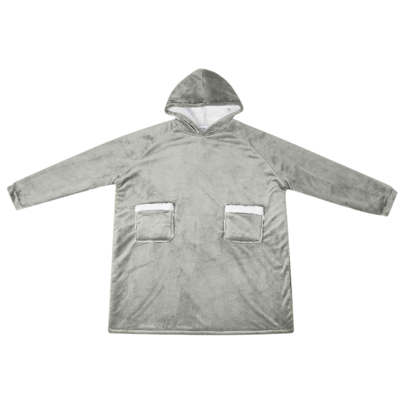 Afbeelding laden in galerijviewer, Vidaxl deken hoodie grijs l fleece en flanel
