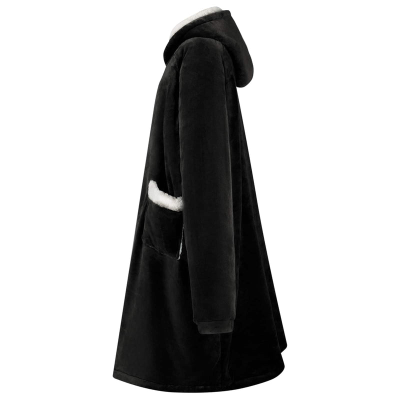 ギャラリービューアに画像をロードする, Vidaxl deken hoodie zwart m fleece en flanel