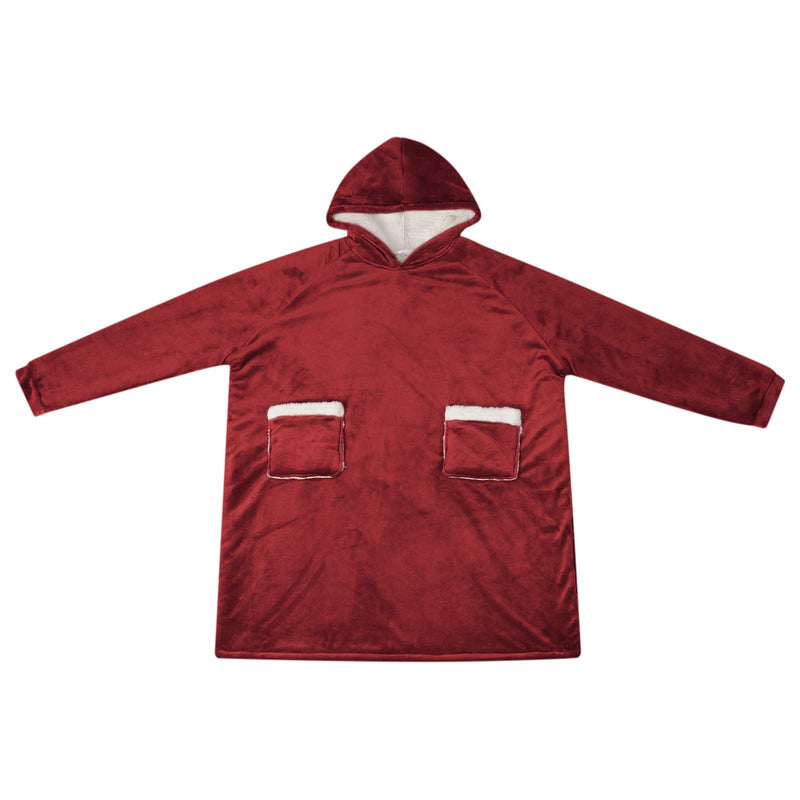 ギャラリービューアに画像をロードする, Vidaxl deken hoodie bordeaux rood l fleece en flanel