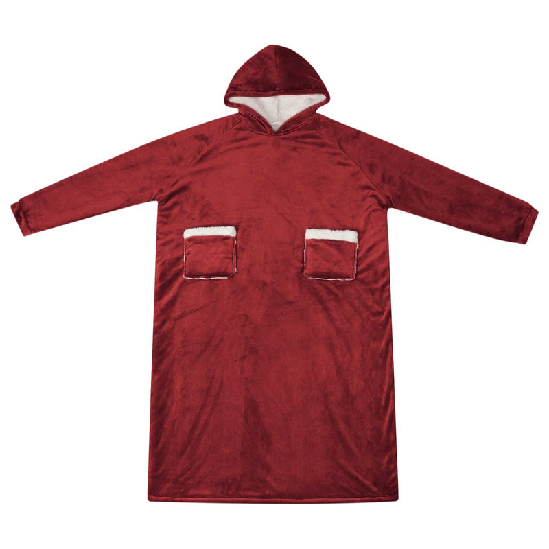 ギャラリービューアに画像をロードする, Vidaxl deken hoodie bordeaux rood m fleece en flanel